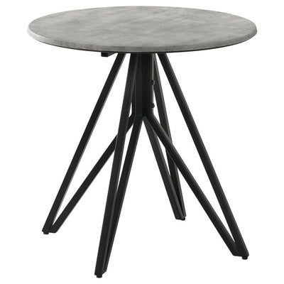 Hadi - Round End Table With Hairpin Legs - Cement and Gunmetal.