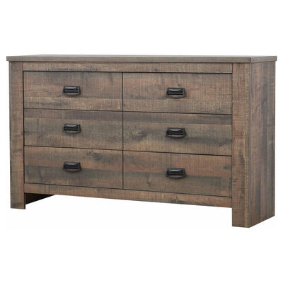 Frederick - 6-Drawer Dresser - Weathered Oak.