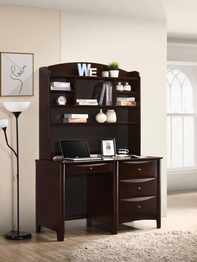 Phoenix - 4-Drawer Computer Desk With Hutch - Cappuccino