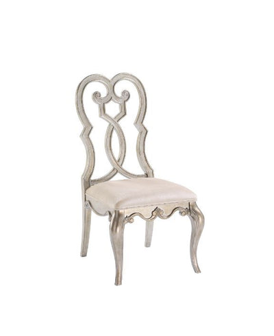 Esteban - Side Chair (Set of 2) - Ivory Velvet & Antique Champagne Finish - Grand Furniture GA