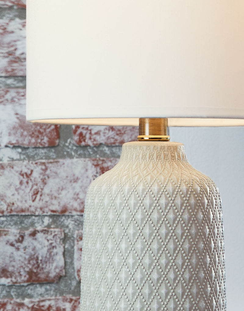 Donnford - Gray - Ceramic Table Lamp.