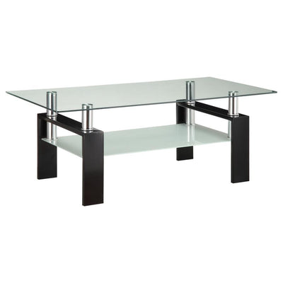 Dyer - Tempered Glass Coffee Table With Shelf - Black.