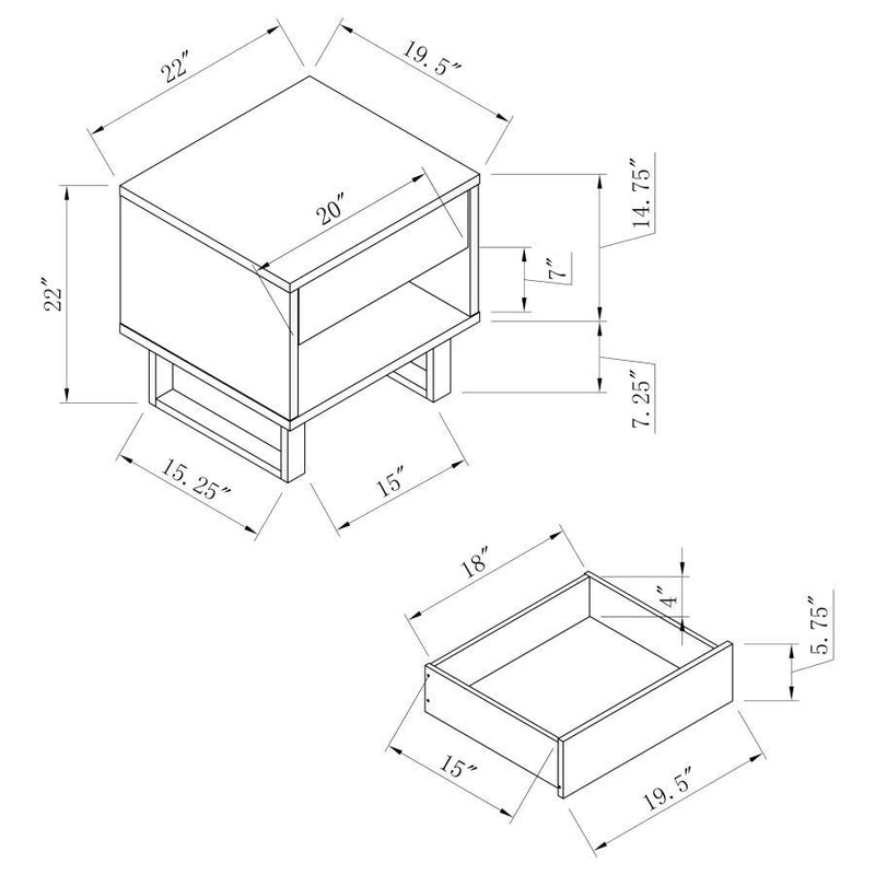 Atchison - 1-Drawer End Table - High Glossy White.