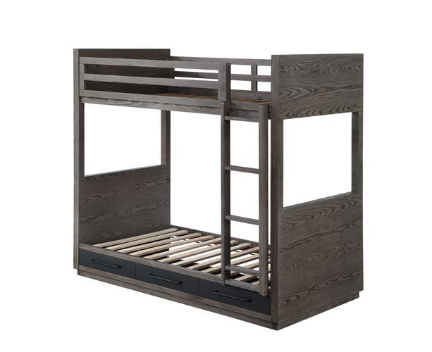 Estevon - Bunk Bed - Gray Oak Finish - Grand Furniture GA