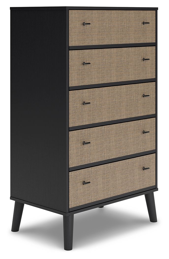 Charlang - Black / Gray - Five Drawer Chest.