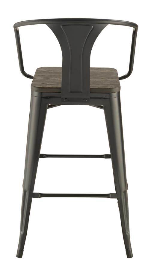 Cavalier - Wooden Seat Bar Stools (Set of 2) - Dark Elm And Matte Black - Stool Sets - Grand Furniture GA