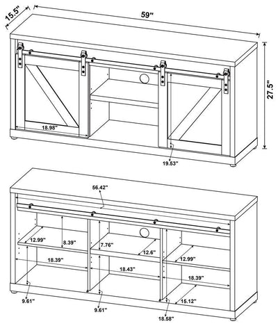 Brockton - 3-shelf Sliding Doors TV Console