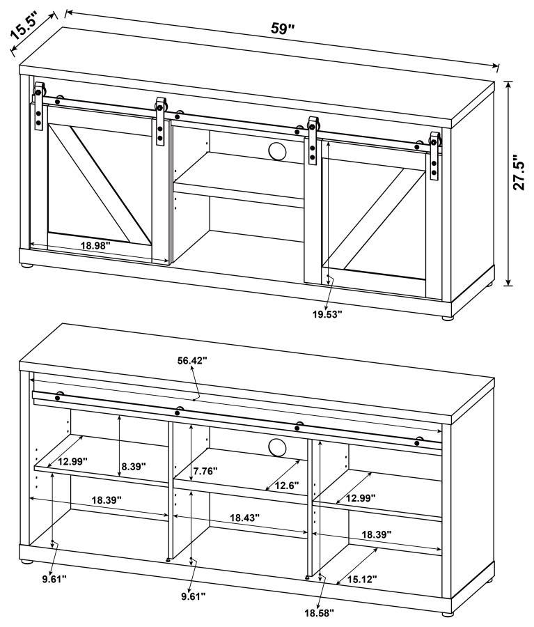 Brockton - 3-shelf Sliding Doors TV Console