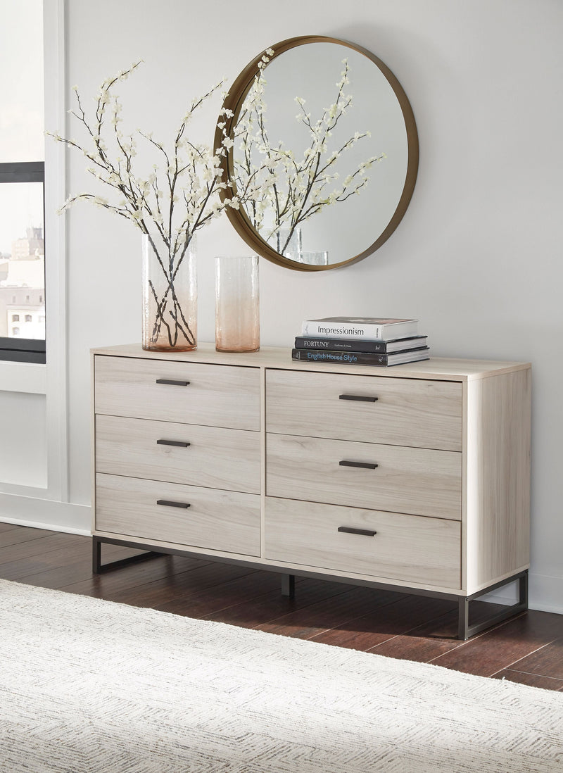 Socalle - Light Natural - Six Drawer Dresser - Vinyl-Wrapped.