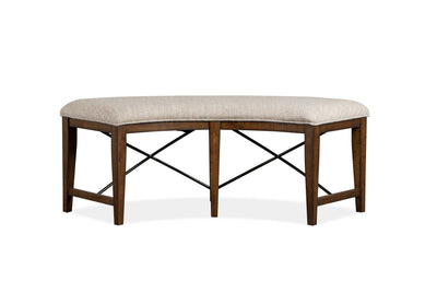 Bay Creek - Curved Bench With Upholstered Seat - Toasted Nutmeg.