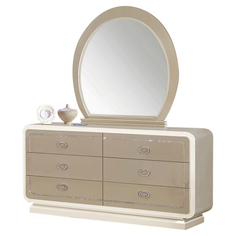 Allendale - Mirror - Ivory & Latte High Gloss - Grand Furniture GA