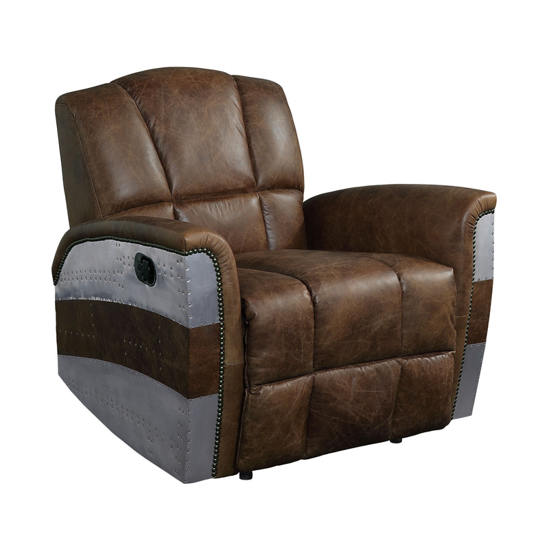 Brancaster - Recliner - Retro Brown Top Grain Leather & Aluminum - Grand Furniture GA