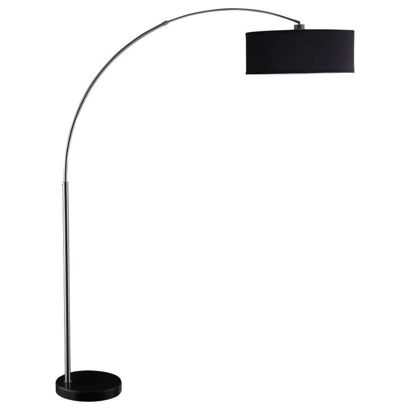 Kawke - Drum Shade Floor Lamp - Black And Chrome