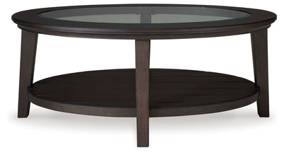 Celamar - Dark Brown - Oval Cocktail Table.