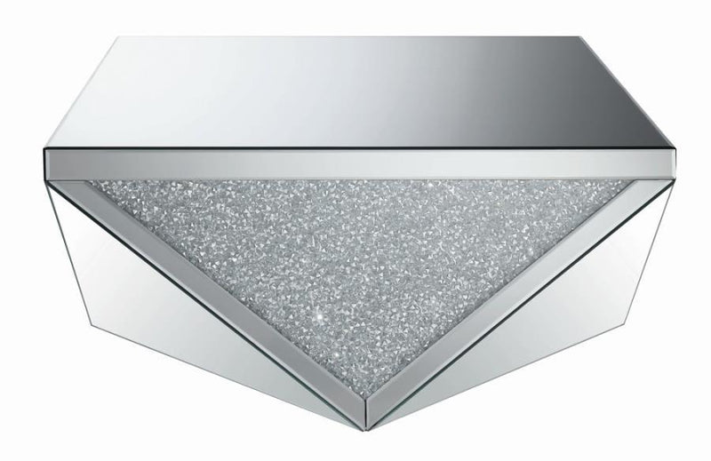 Amore - Square Coffee Table With Triangle Detailing - Silver And Clear Mirror - Grand Furniture GA