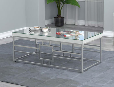 Dafina - Geometric Frame Rectangular Coffee Table - Chrome.