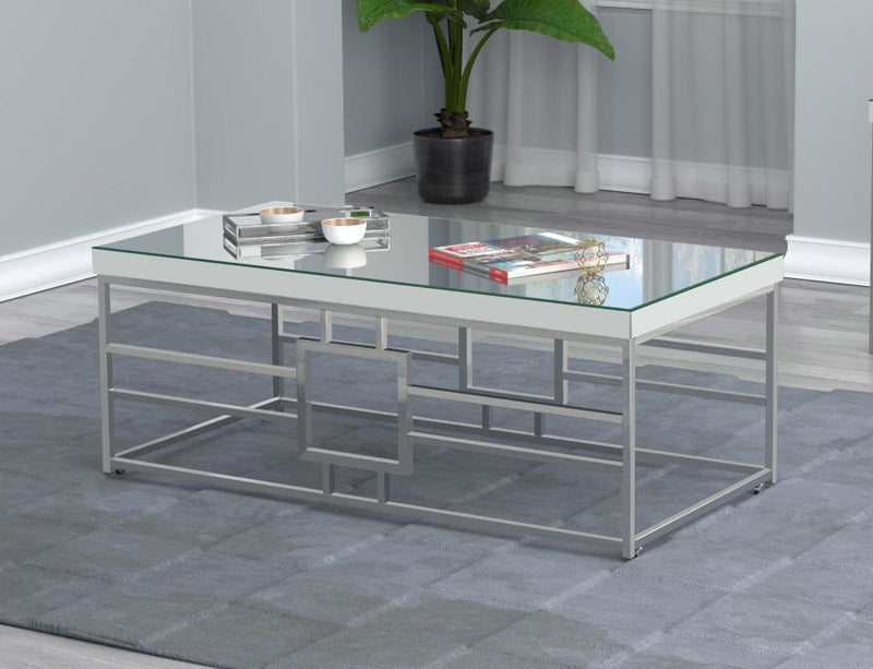 Dafina - Geometric Frame Rectangular Coffee Table - Chrome.