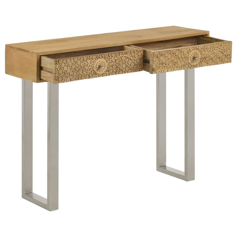 Draco - Console Table With Hand Carved Drawers - Natural.