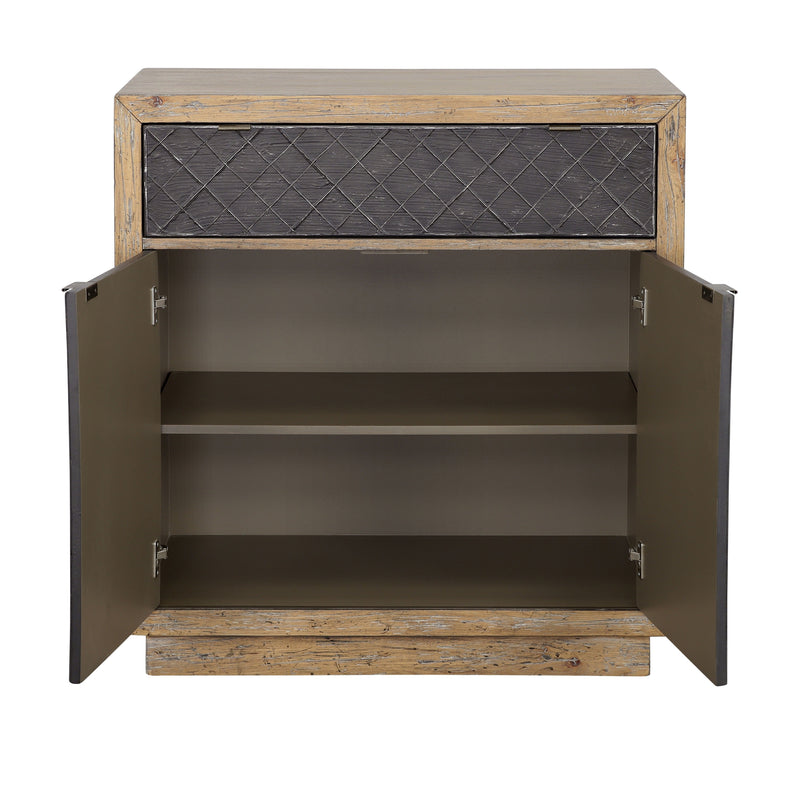 Tyler - One Drawer Two Door Cabinet - Natural & Black.