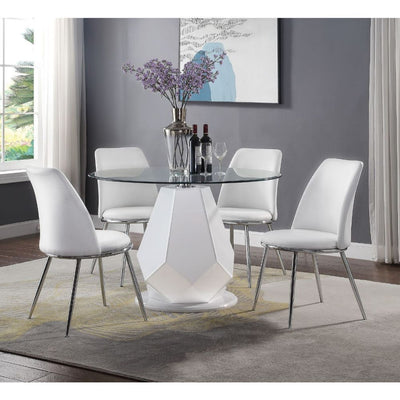 Chara - Dining Table - White High Gloss & Clear Glass Top - Grand Furniture GA