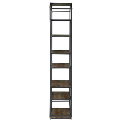 Leland - 6-Shelf Bookcase - Rustic Brown And Dark Gray