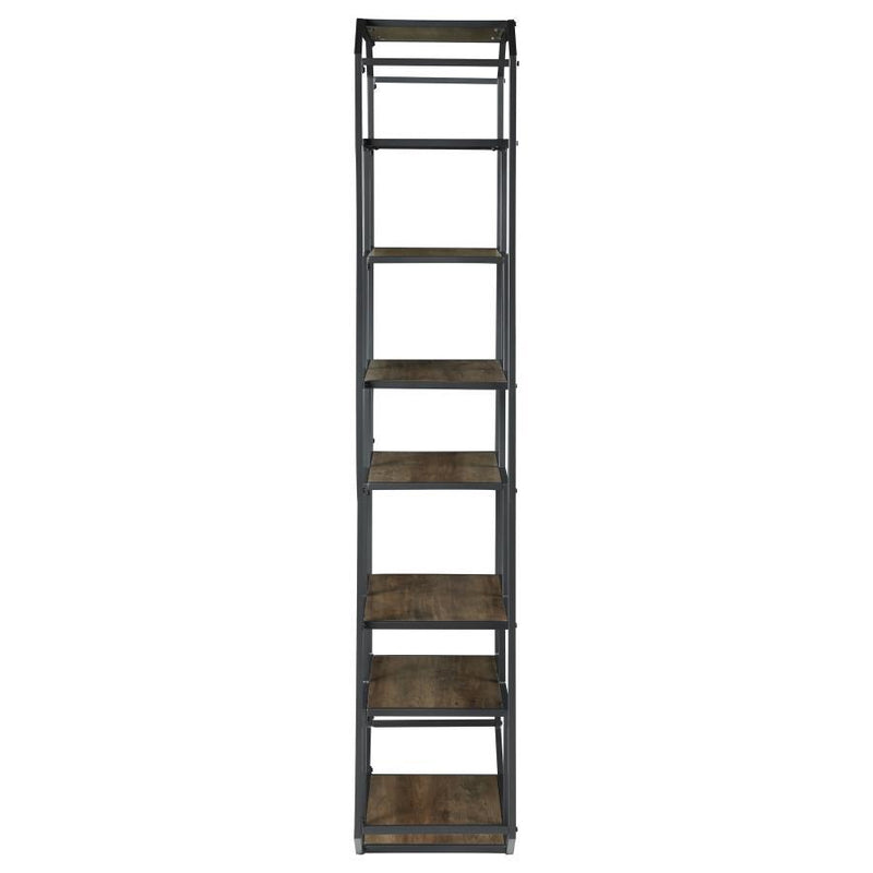 Leland - 6-Shelf Bookcase - Rustic Brown And Dark Gray