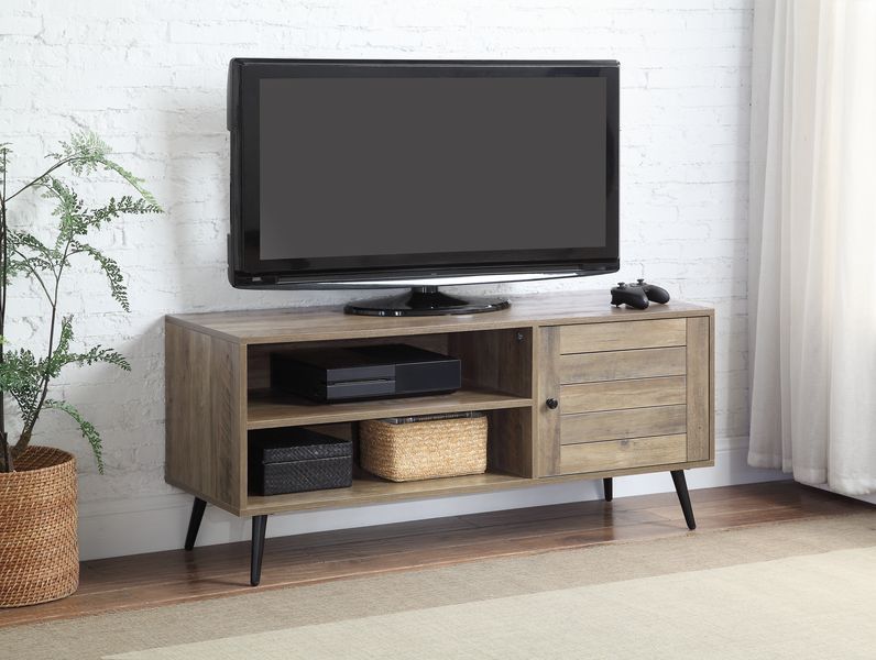 Baina II - TV Stand - Rustic Oak & Black Finish - Grand Furniture GA