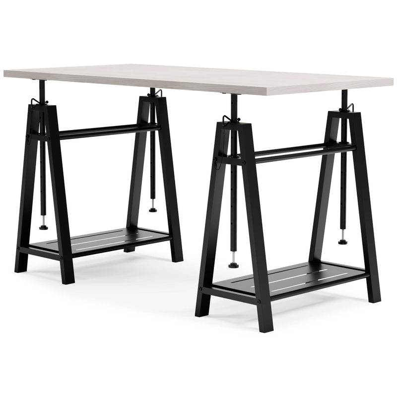 Bayflynn - White / Black - Adjustable Height Desk.