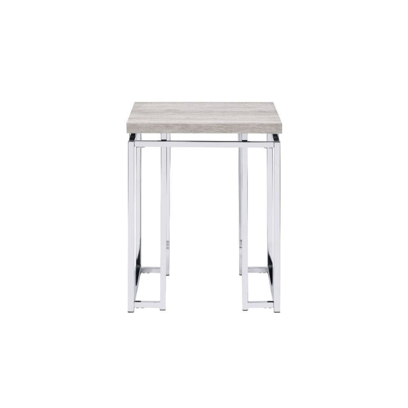 Chafik - End Table - Natural Oak & Chrome - Grand Furniture GA