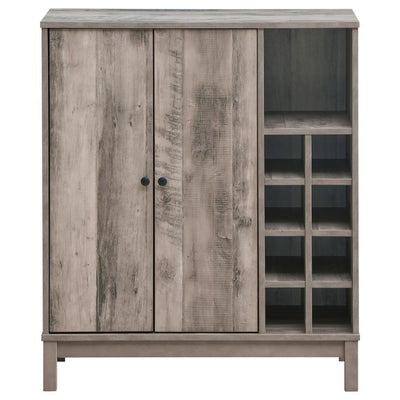 Cheyenne - 2-Door Wine Cabinet With Stemware Rack - Weathered Acacia.