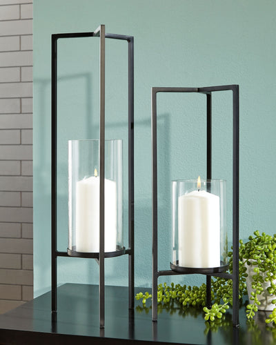 Ginette - Black - Candle Holder Set (Set of 2).