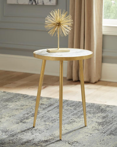 Acheson - Round Accent Table - White and Gold.