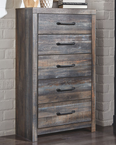 Drystan - Brown / Beige - Five Drawer Chest.