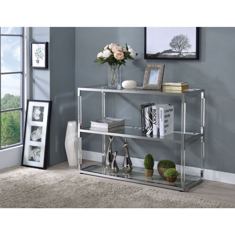 Raegan - TV Stand - Clear Acrylic, Chrome & Clear Glass - Grand Furniture GA