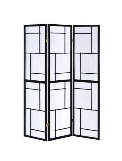 Damis - 3-Panel Folding Floor Screen - Black And White - Room Dividers - Grand Furniture GA