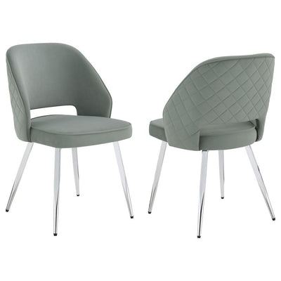 Hastings - Upholstered Dining Chairs With Open Back (Set of 2) - Grey and Chrome.