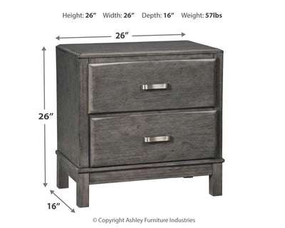 Caitbrook - Gray - Two Drawer Night Stand.