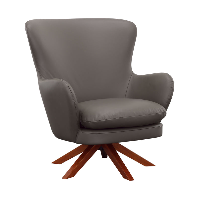 Gideon - Swivel Accent Chair - Grey & Warm Walnut