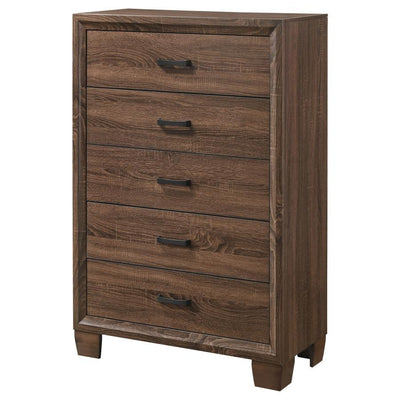 Brandon - 5-Drawer Chest - Medium WArm - Brown - Grand Furniture GA