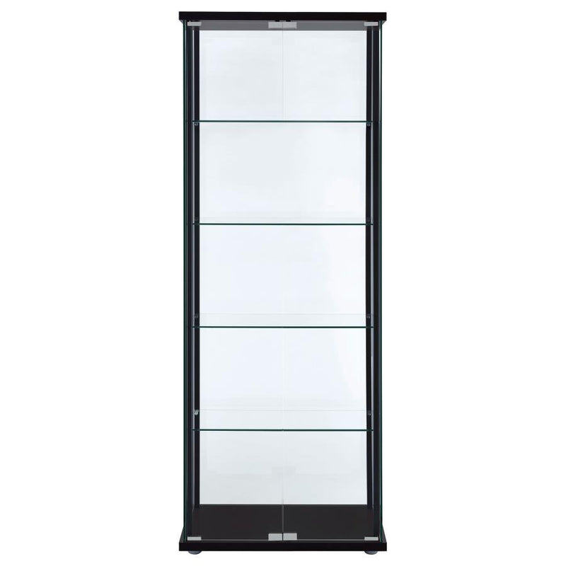 Delphinium - 5-Shelf Glass Curio Cabinet - Black and Clear.