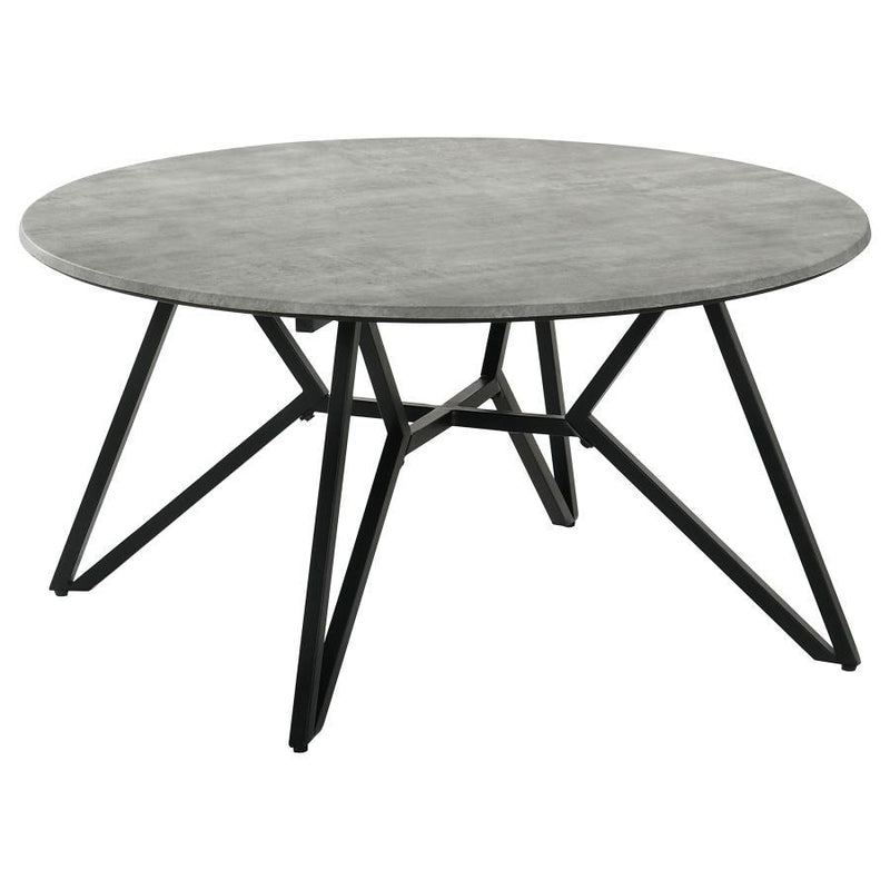 Hadi - Round Coffee Table With Hairpin Legs - Cement and Gunmetal.