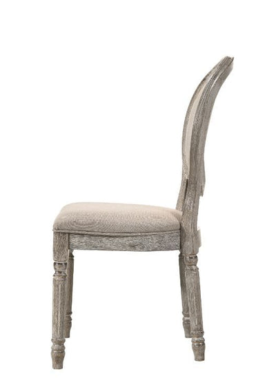 Faustine - Side Chair (Set of 2) - Tan Fabric & Salvaged Light Oak Finish - Grand Furniture GA