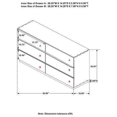 Winslow - 6-Drawer Dresser - Smokey Walnut and Coffee Bean.