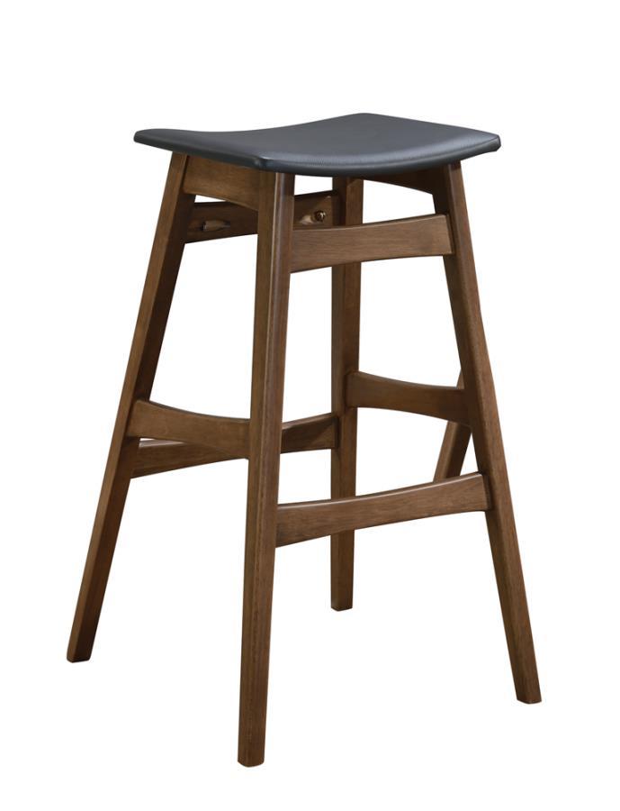 Finnick - Tapered Legs Bar Stools (Set of 2) - Dark Grey and Walnut.