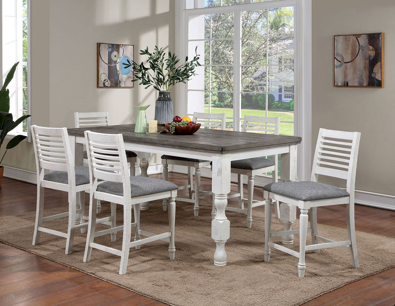 Calabria - Counter Height Table - Antique White / Gray - Grand Furniture GA