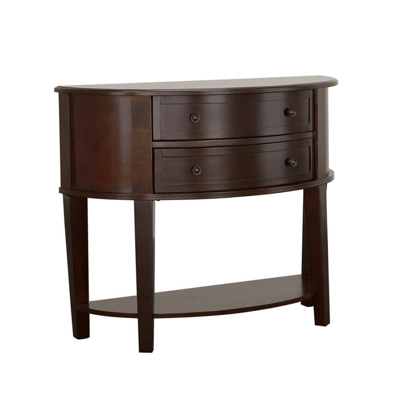 Diane - 2-Drawer Demilune Shape Console Table - Cappuccino.