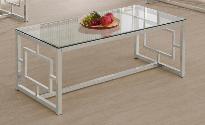 Merced - Rectangle Glass Top Coffee Table - Nickel