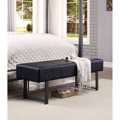 Baara - Bench - Black PU & Sandy Gray - Grand Furniture GA
