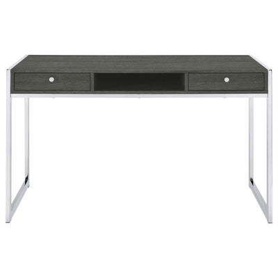 Wallice - 2-Drawer Writing Desk Weathered Gray And Chrome - Weathered Gray