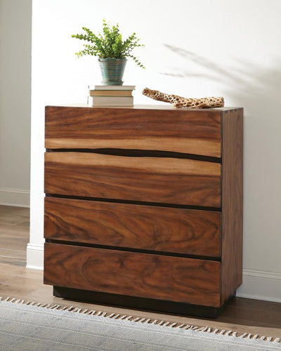 Winslow - 4-Drawer Chest - Smokey Walnut and Coffee Bean.